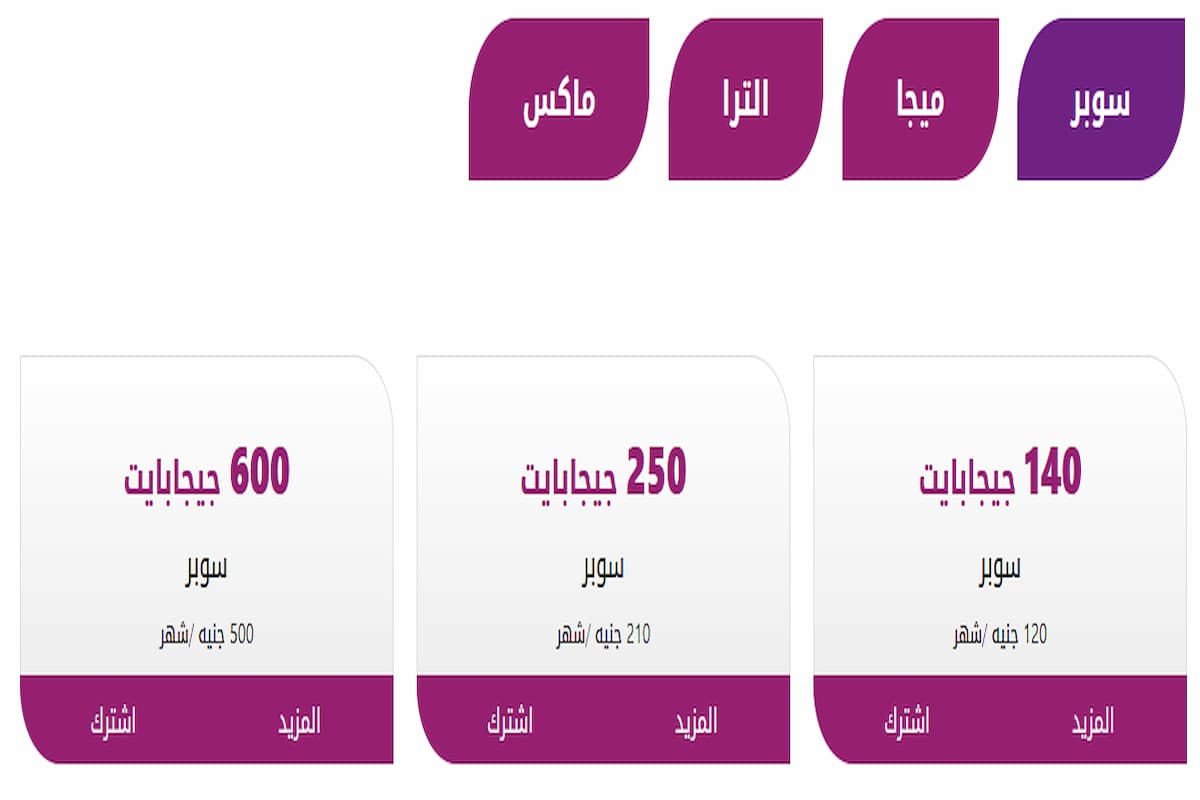 ما هي أسعار باقات النت الأرضي؟ وي 1 أسعار باقات النت الأرضي
